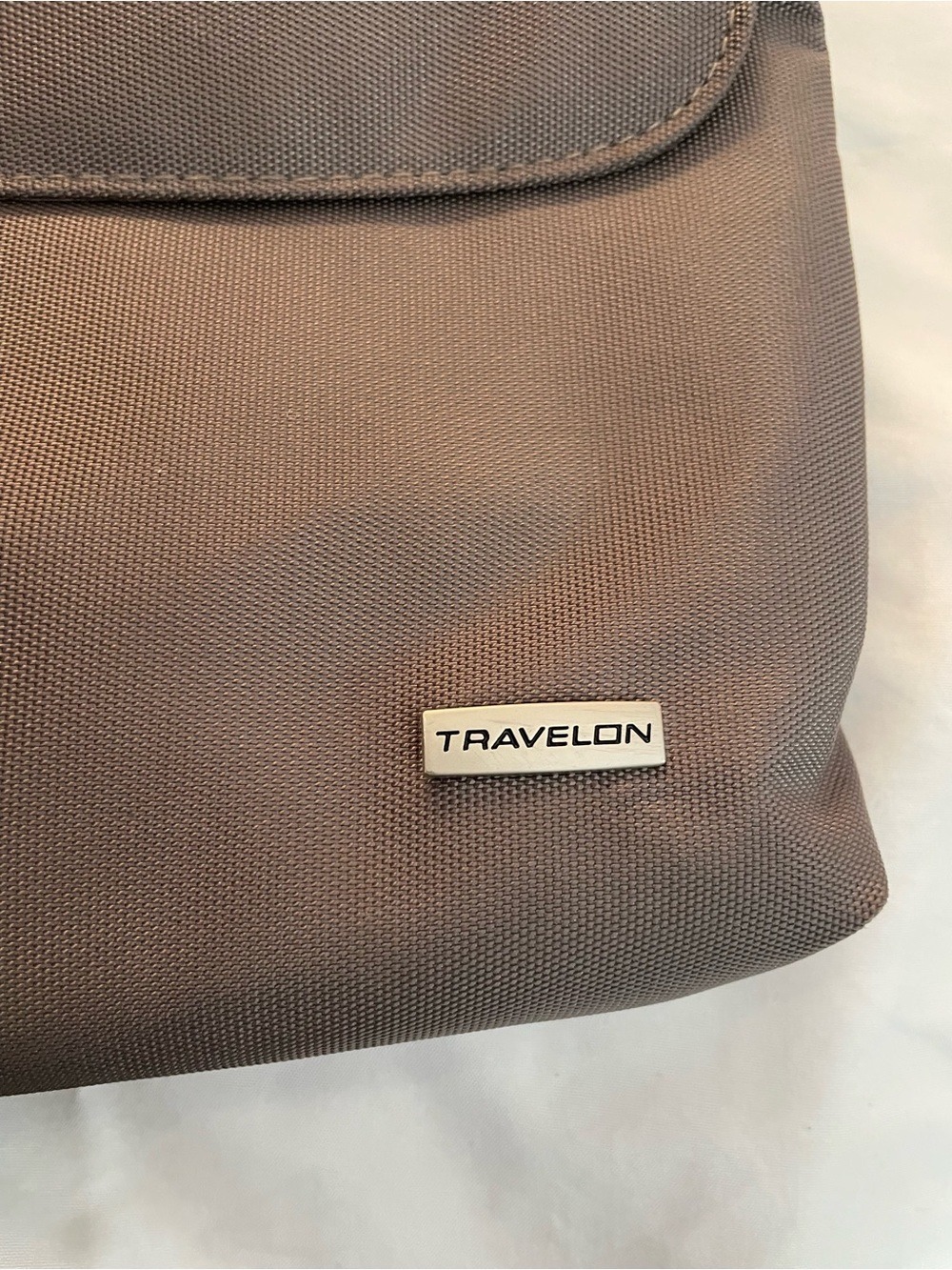 Travelon Anti-Theft Brown Crossbody Sling Bag with Front Flap Pockets - Picture 2 of 7